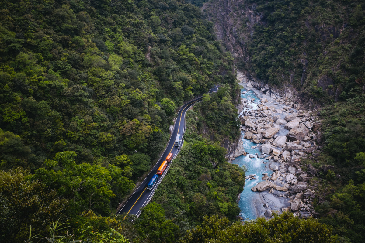 Towering Marble Walls in Taroko Gorge