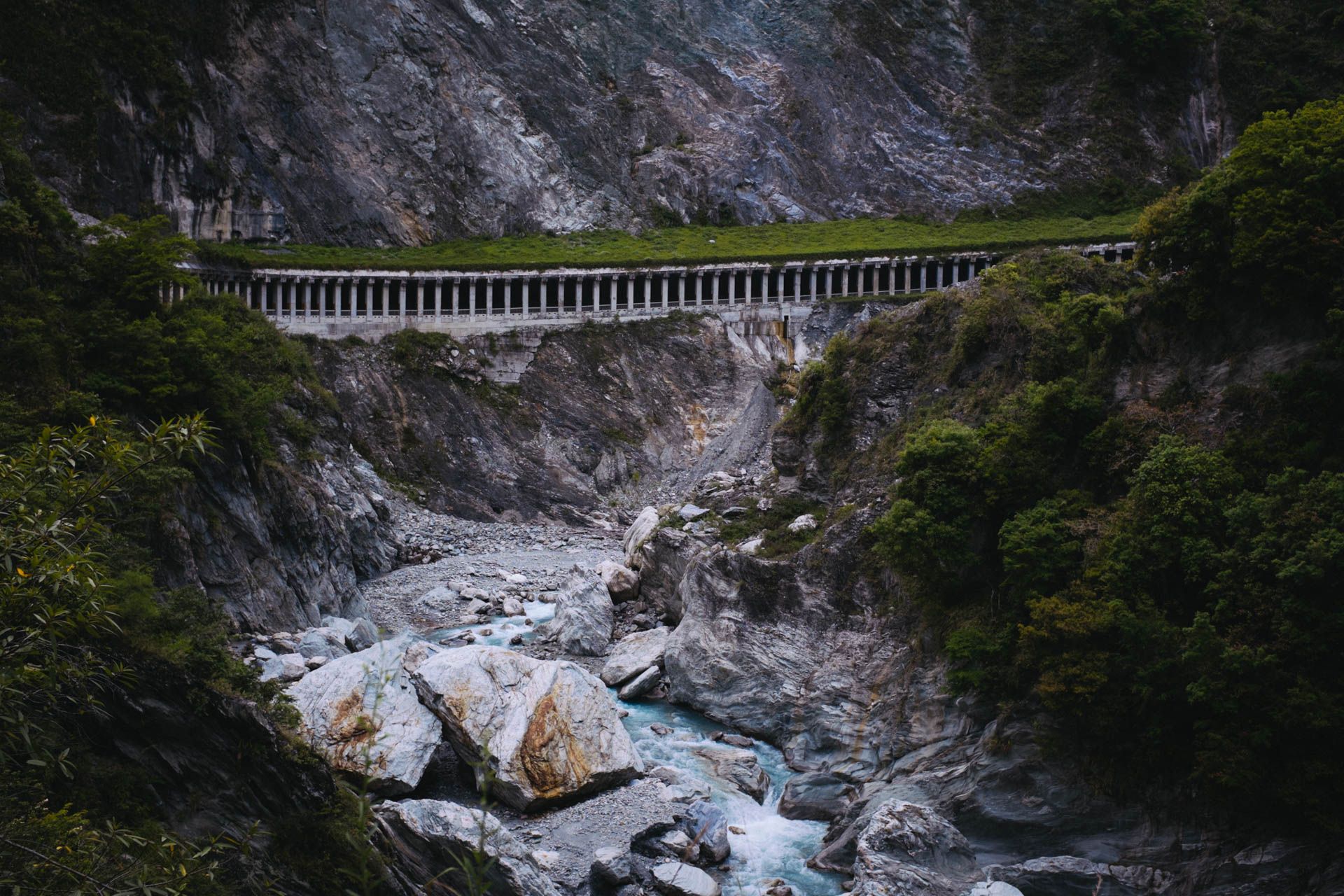 Towering Marble Walls in Taroko Gorge